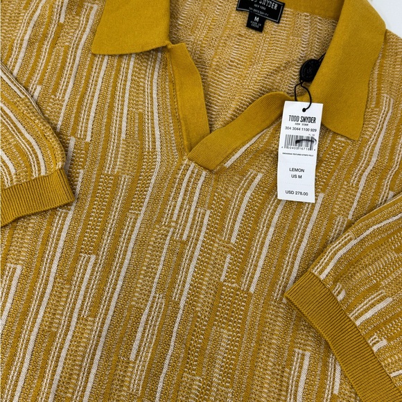 NWT Todd Snyder Textured Stripe Montauk Polo Lemon Sz Med Retail